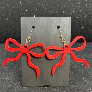 Large Red Bow Earrings